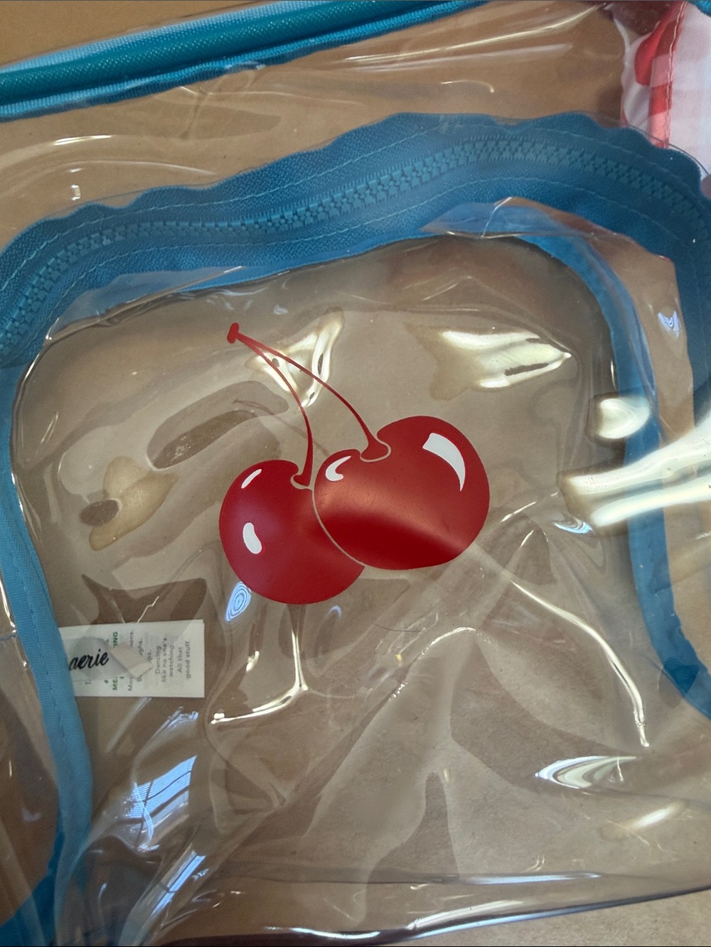 Aerie Clear Cherry Cosmetic Bag with Old Navy red jelly bag & cherry scarf - Picture 3 of 5